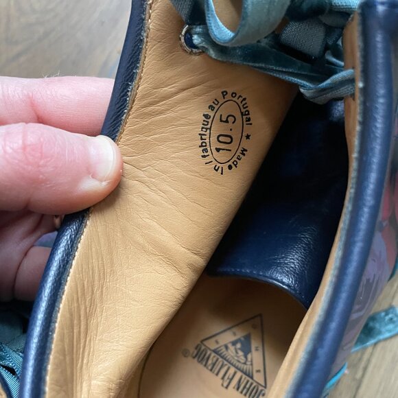 John Fluevog Blue Floral Lace-Up Ankle Boots Size 10.5 - Picture 10 of 11